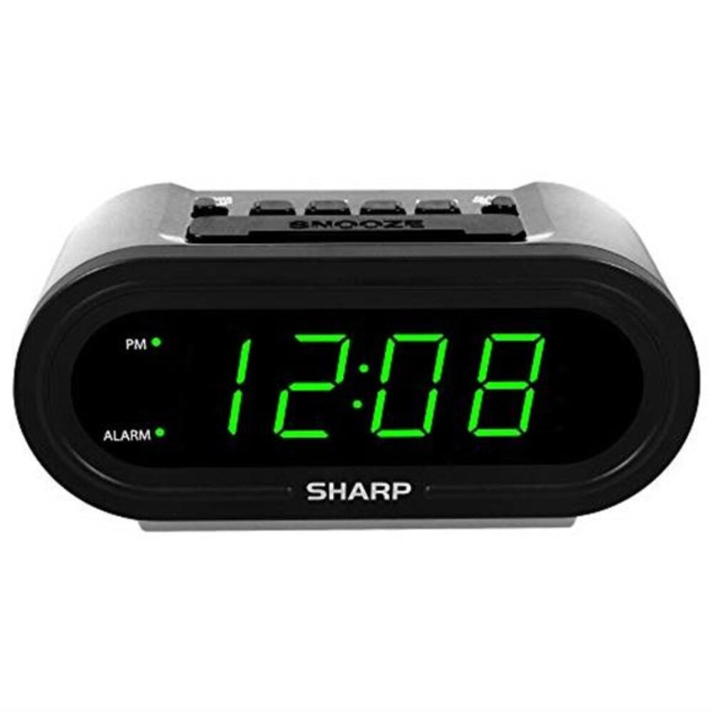 Automatic Alarm Clock Digital Green LED Easy Read Plug Play Smart Time Seniors